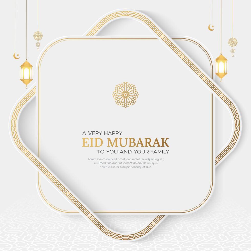 eid al fitr ornamental cumprimento cartão com árabe padronizar e decorativo quadro, Armação vetor