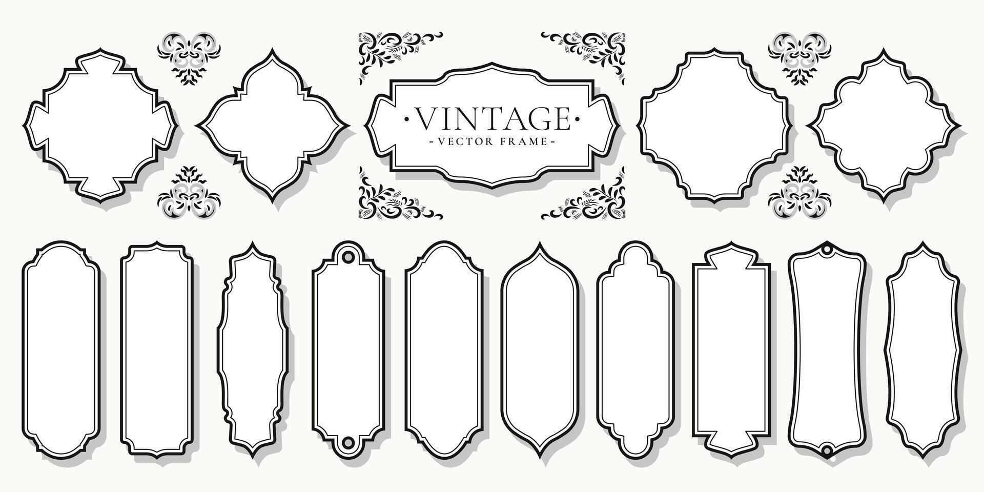 conjunto do vintage quadros esvaziar vertical rótulos. velho ornamentado rótulo, decorativo vetor quadro, Armação