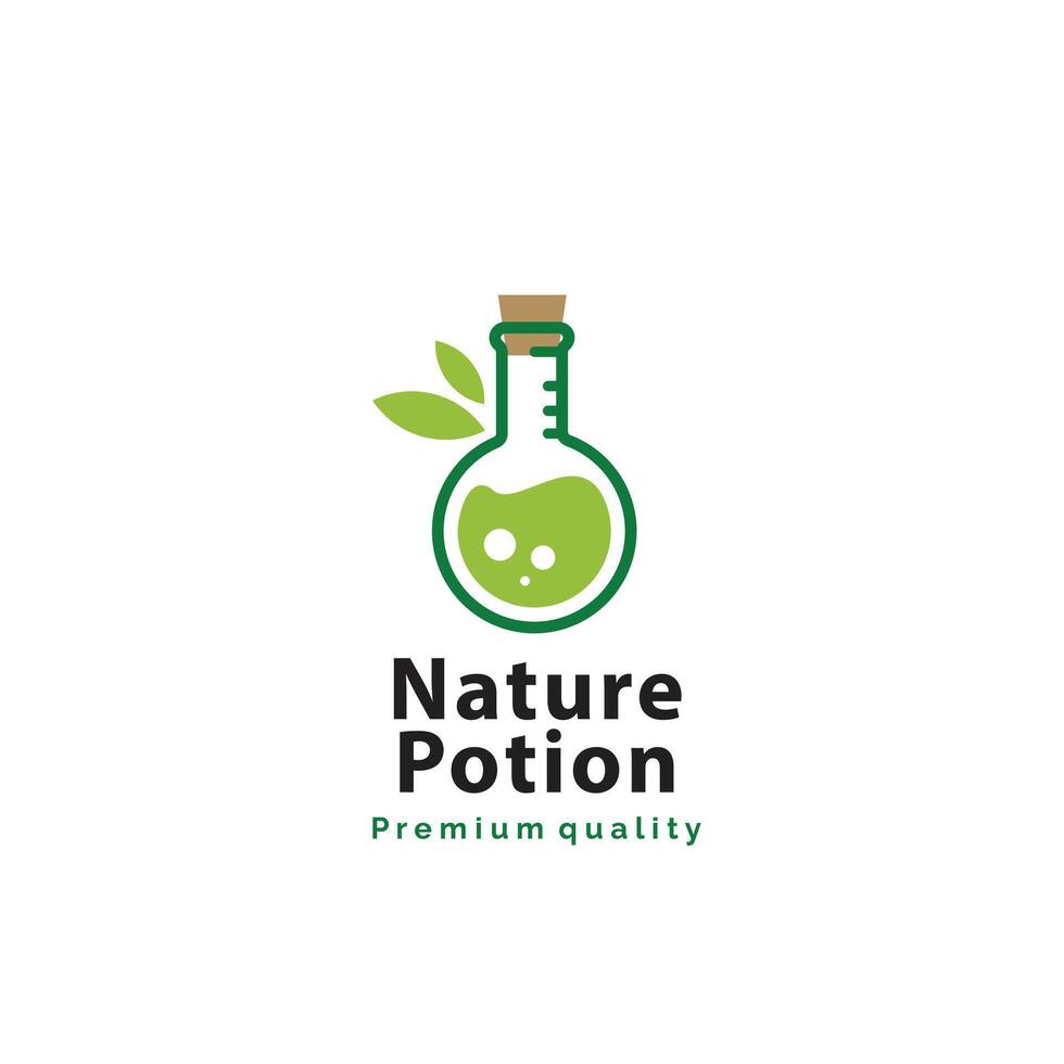 vetor ilustração do natureza Poção logotipo ícone, químico tubo com natural cura solução