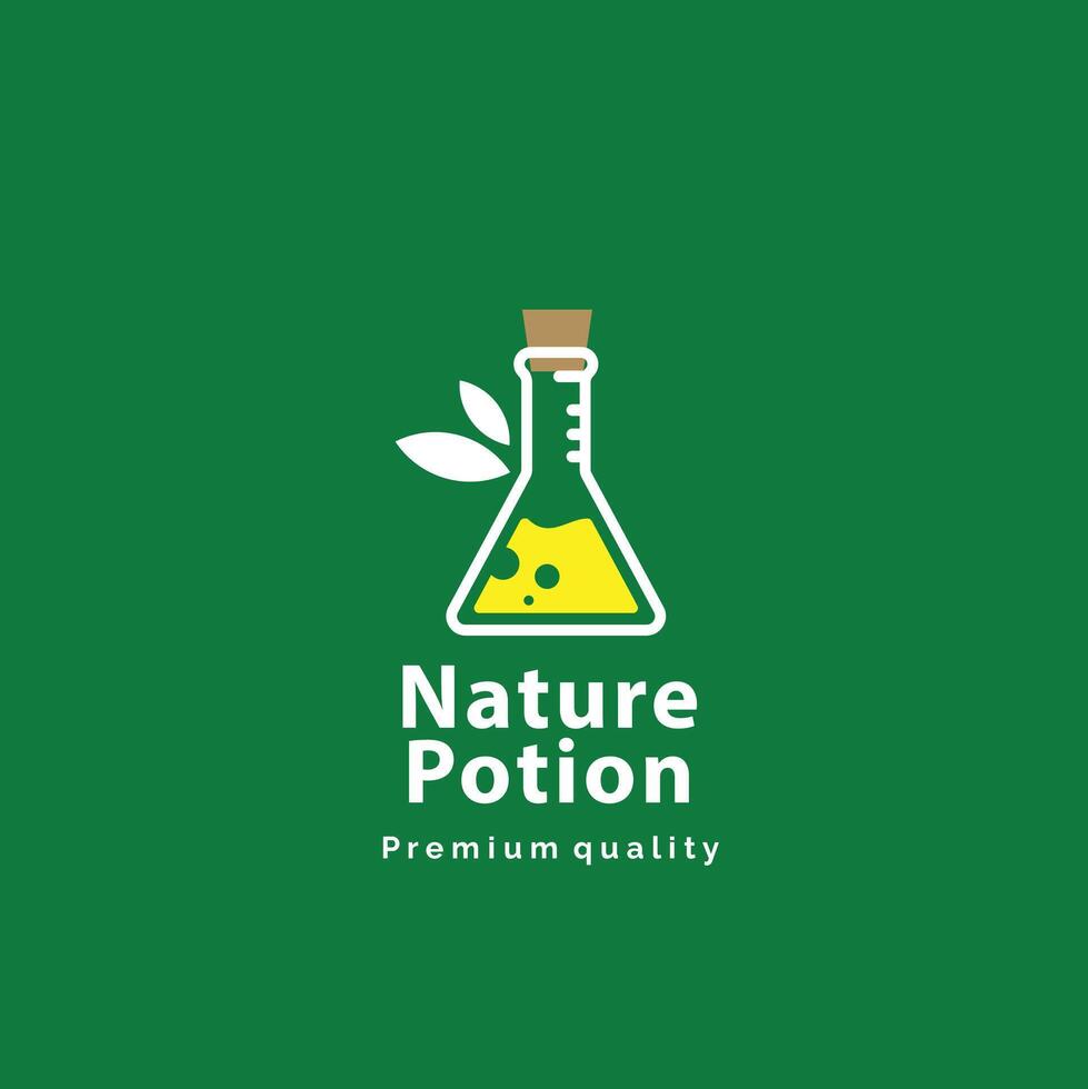 vetor ilustração do natureza Poção logotipo ícone, químico tubo com natural cura solução