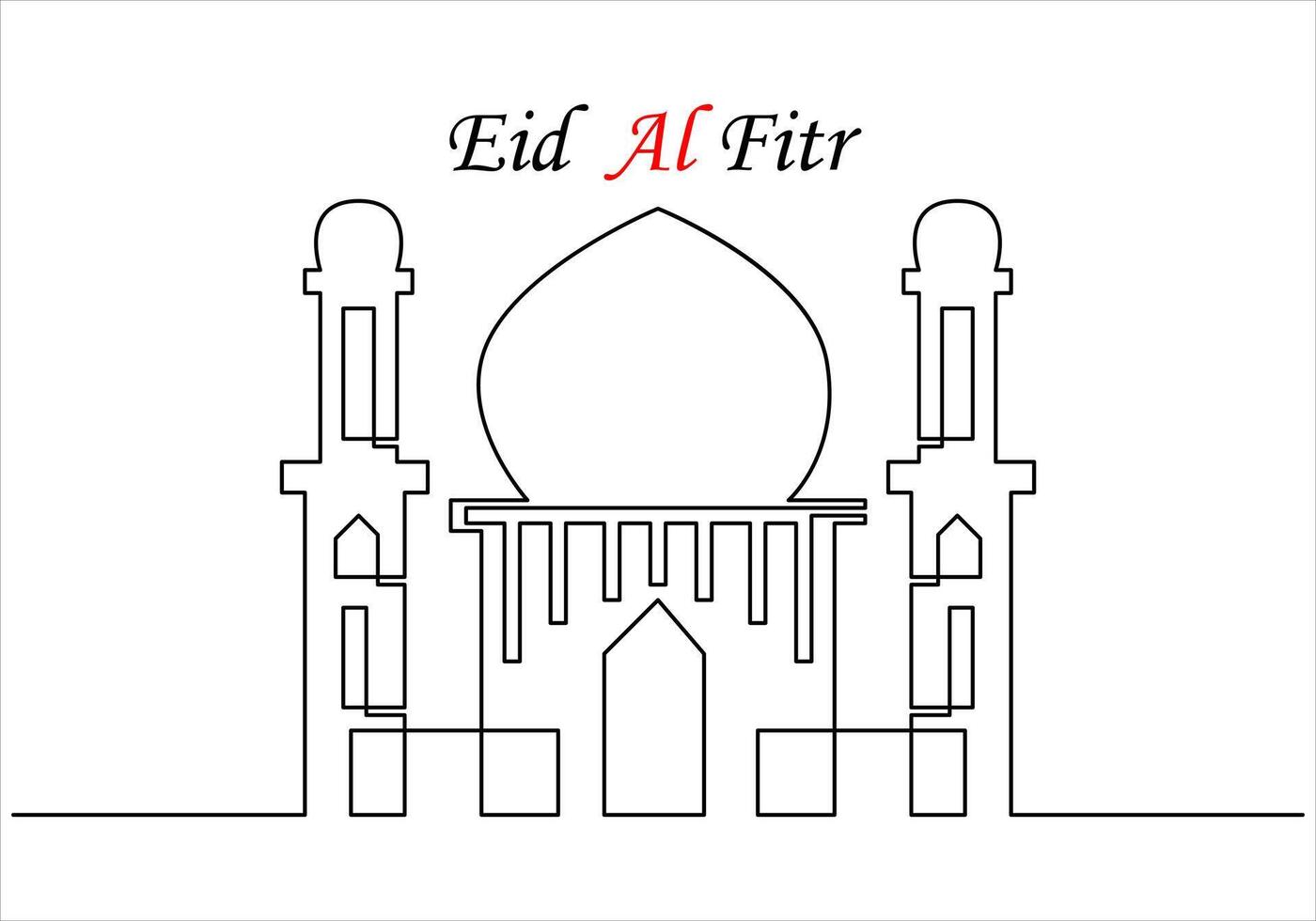 contínuo 1 linha desenhando do eid al fitr Fora linha vetor arte ilustração