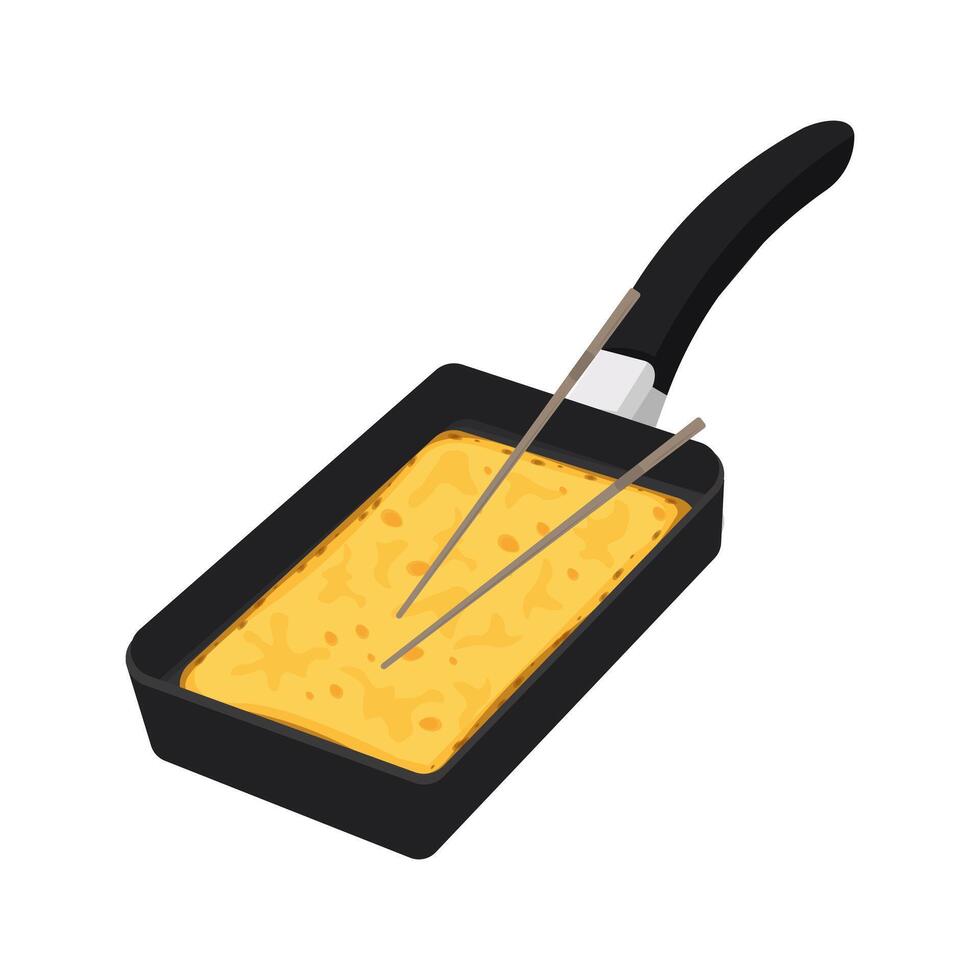 tamagoyaki vetor ilustração logotipo cozinhou dentro uma quadrado panela