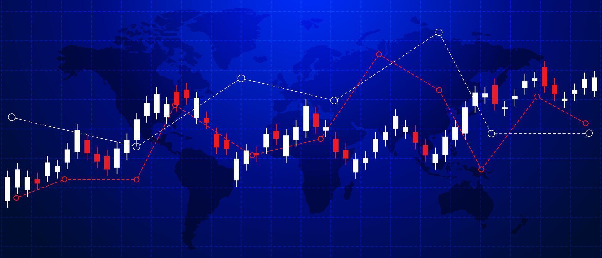 castiçal padronizar dentro branco e vermelho e linha indicadores em azul fundo com mundo mapa vetor