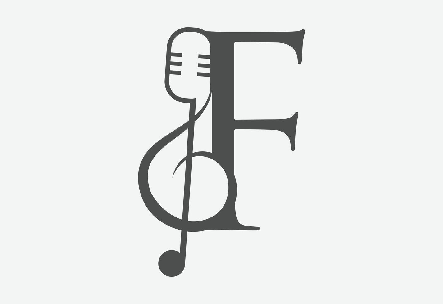 música ícone com último f logotipo Projeto criativo conceito vetor