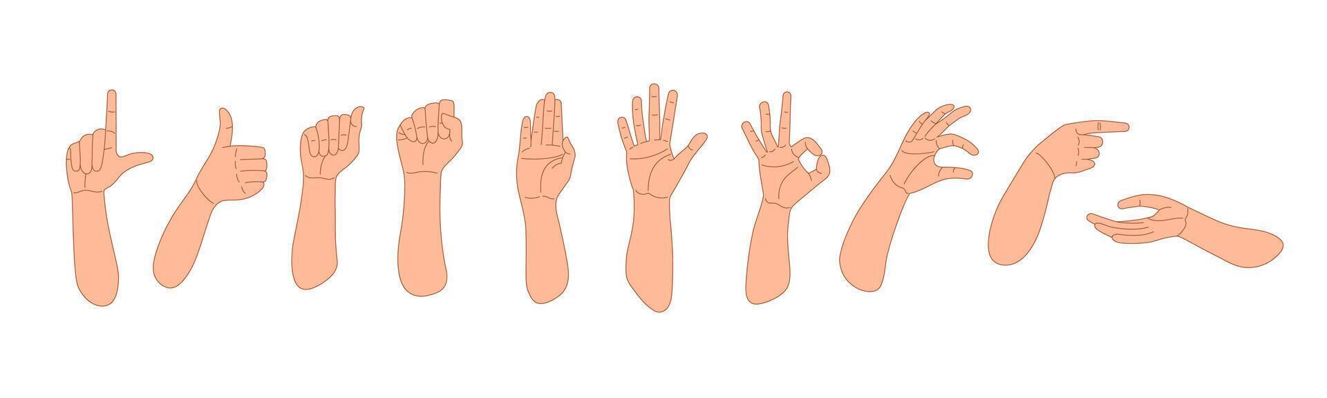 webrealista humano mãos, sinais e gestos vetor