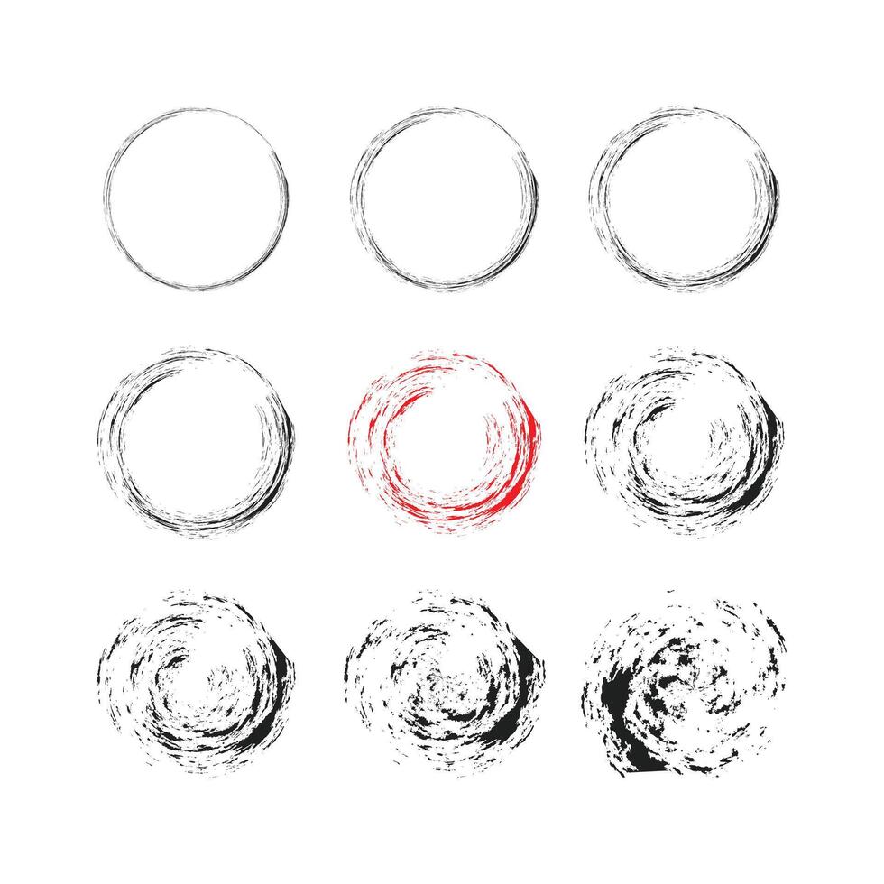 conjunto do grunge escova elemento projeto, círculo logotipo Projeto vetor