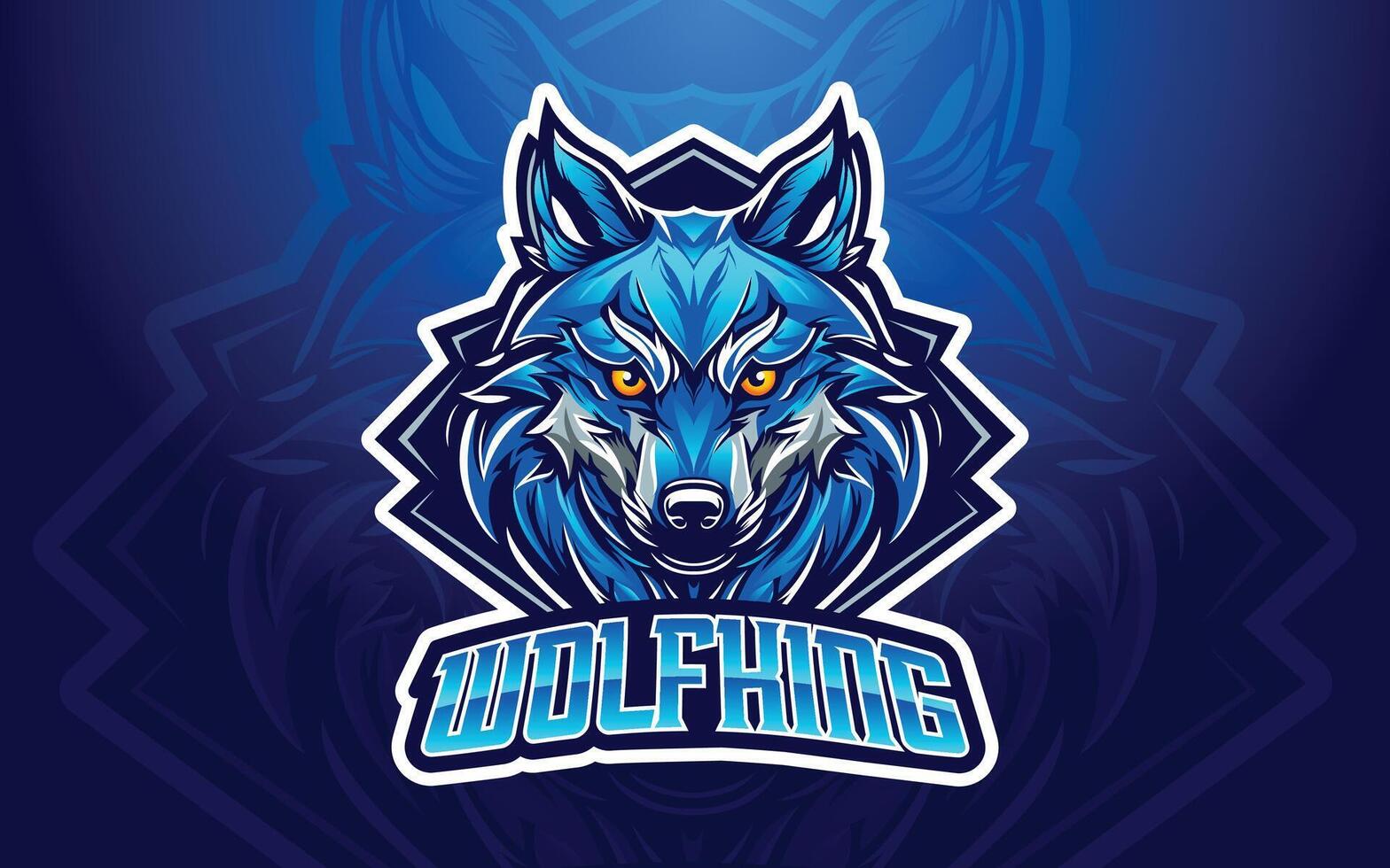 Lobo mascote logotipo com azul fundo vetor