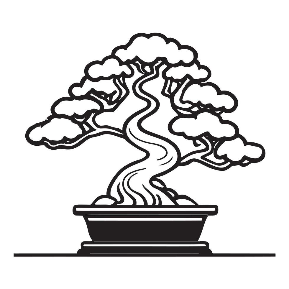 mão desenhado ilustração do bonsai árvore vetor