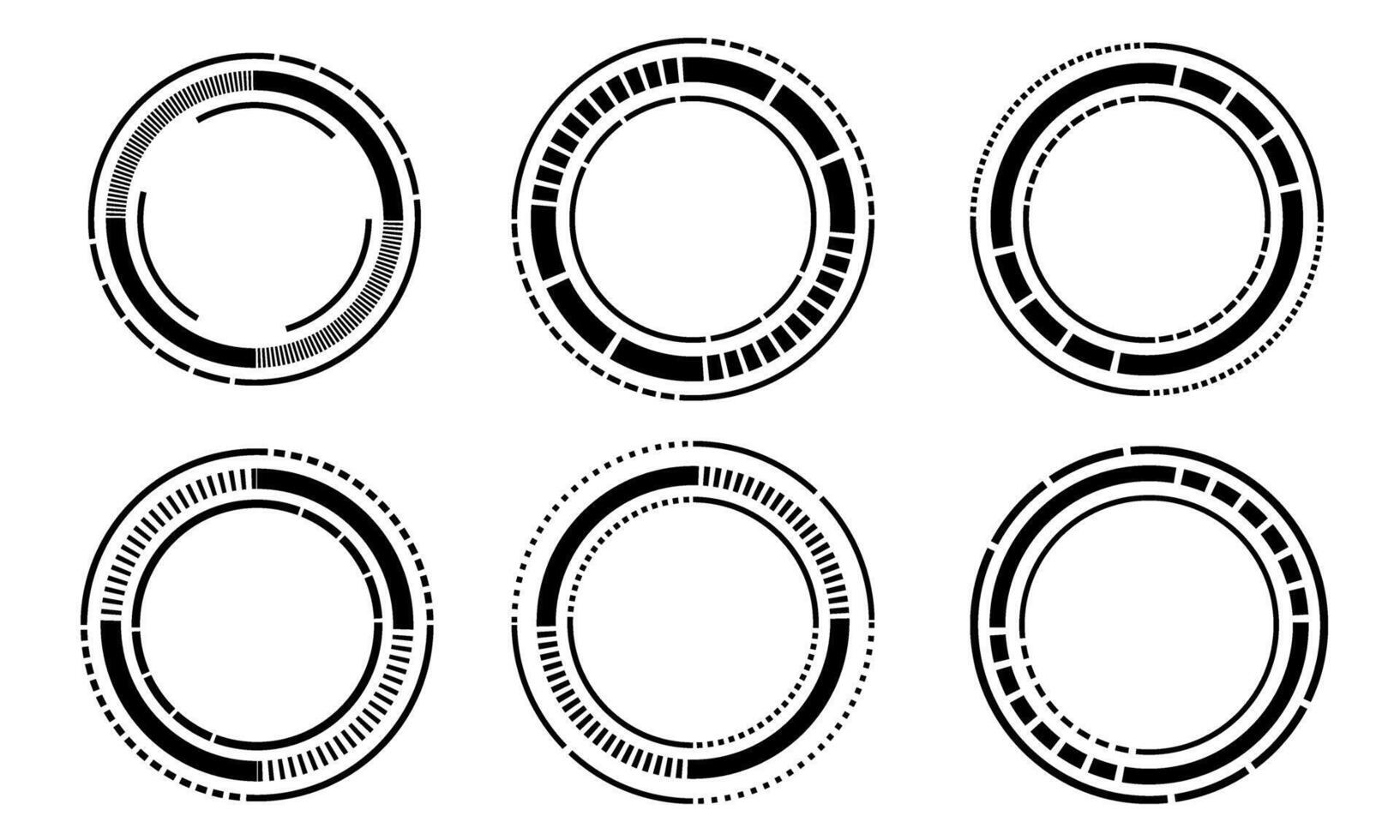 conjunto do sci fi Preto círculo do utilizador interface elementos tecnologia futurista Projeto moderno criativo em branco fundo vetor