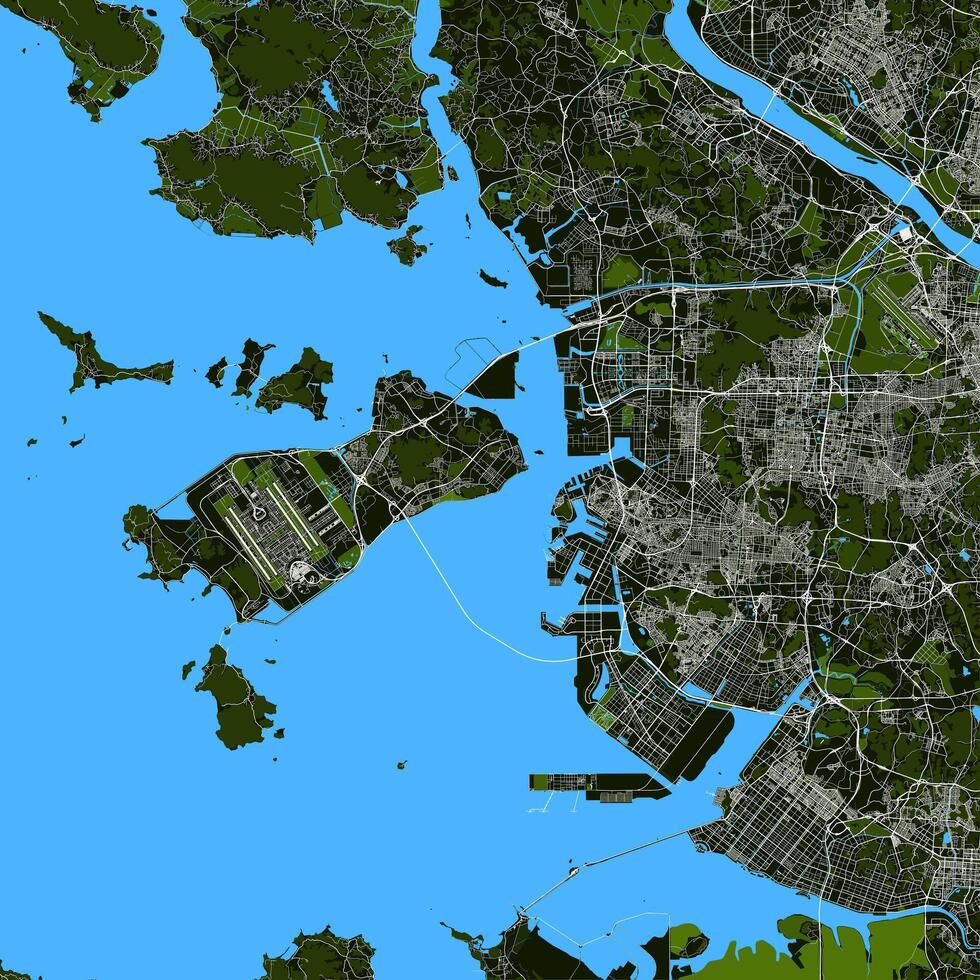 cidade mapa do polegada, sul Coréia vetor