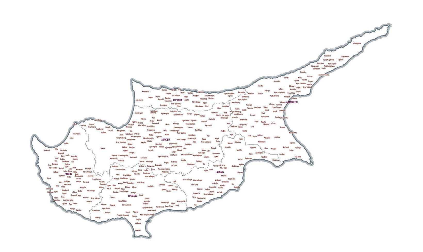 administrativo esboço mapa do Chipre mostrando regiões, províncias vetor