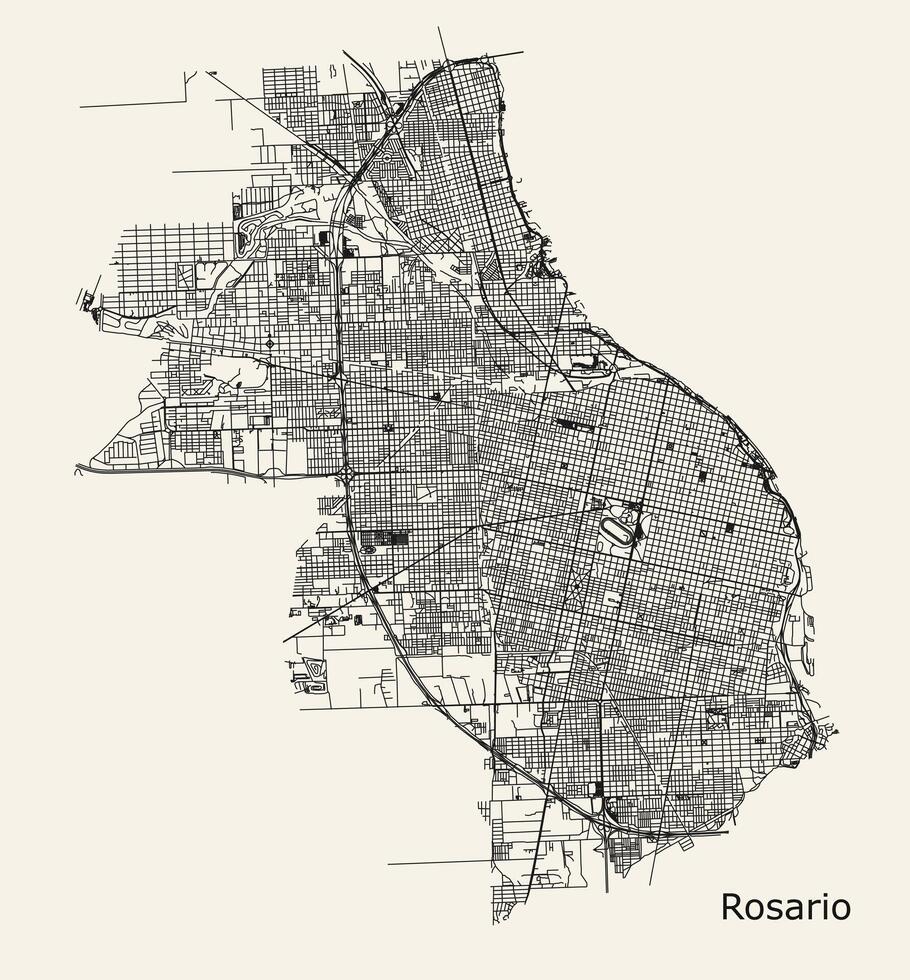 cidade estrada mapa do Rosário, Argentina vetor