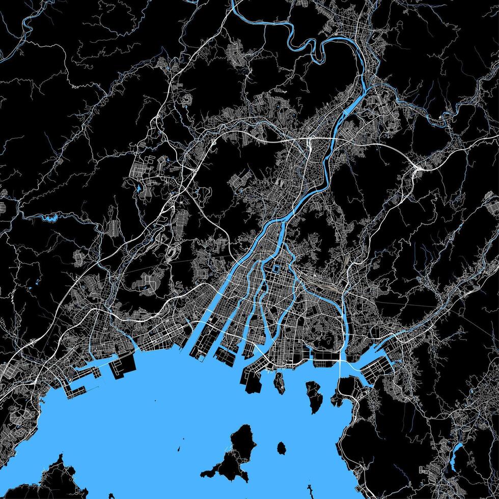 cidade mapa do Hiroshima, Japão vetor