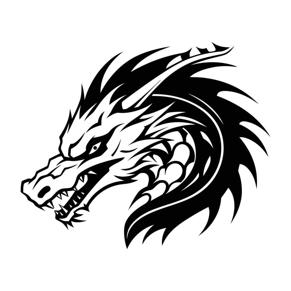uma Dragão cabeça logotipo em branco fundo vetor