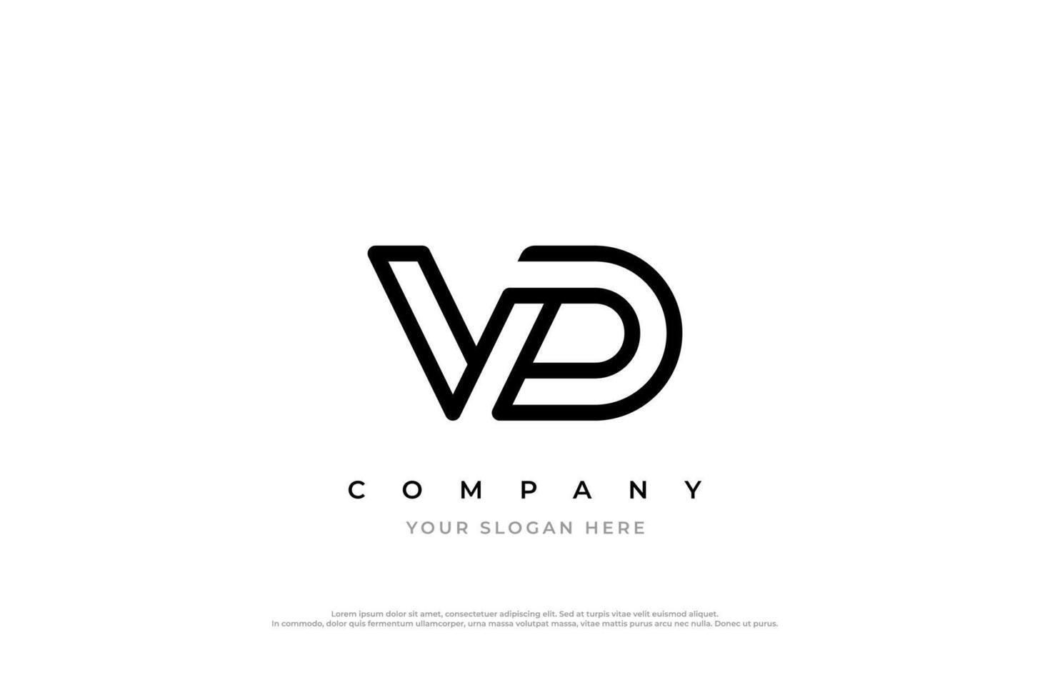 inicial carta vd logotipo Projeto vetor