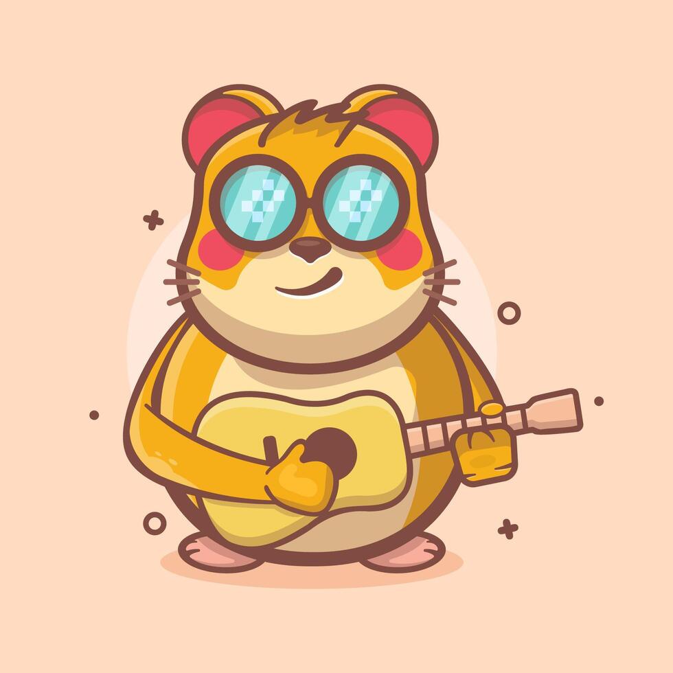 legal hamster animal personagem mascote jogando guitarra isolado desenho animado vetor