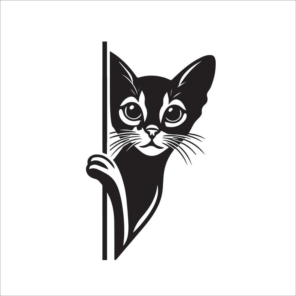 ai gerado espreitar abissínio gato ilustração dentro Preto e branco vetor