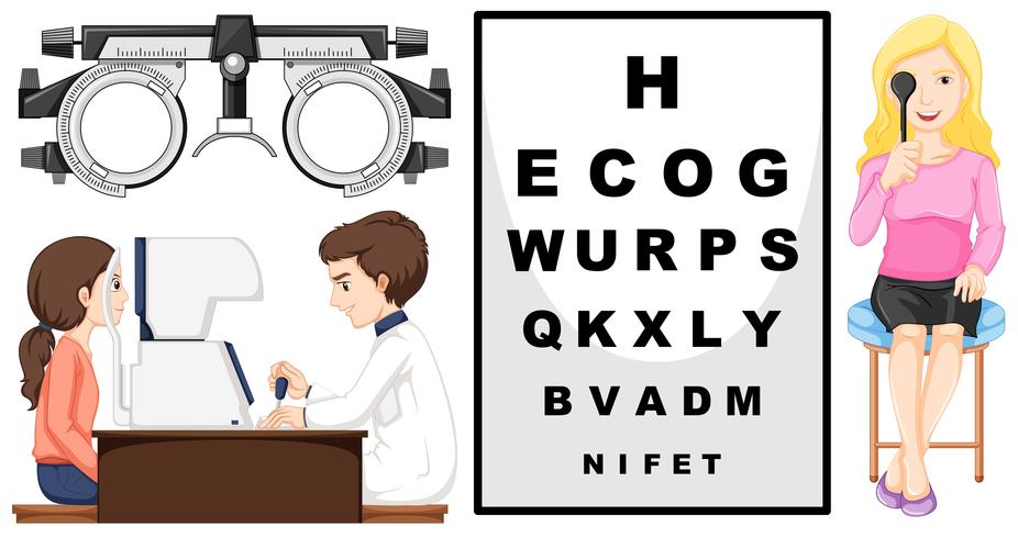 Máquina de verificação de olho e pacientes vetor
