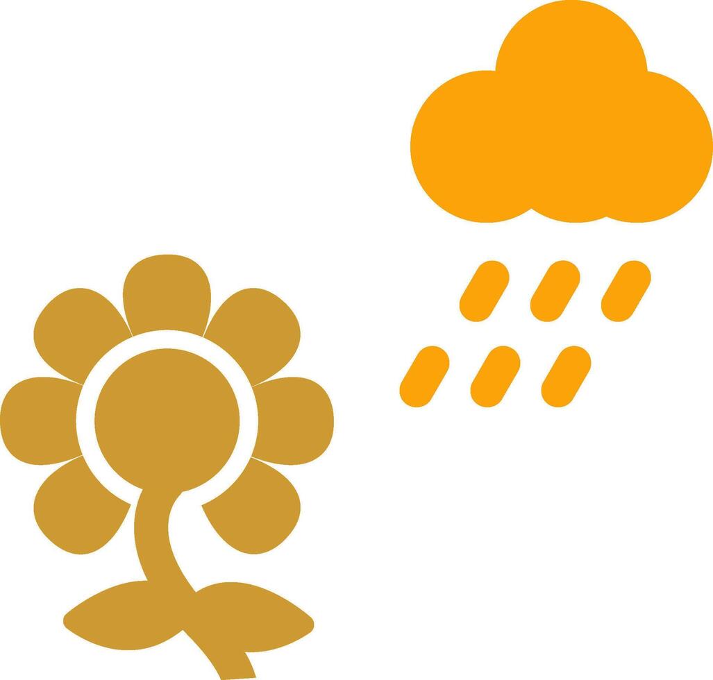 flor com ícone de vetor de chuva
