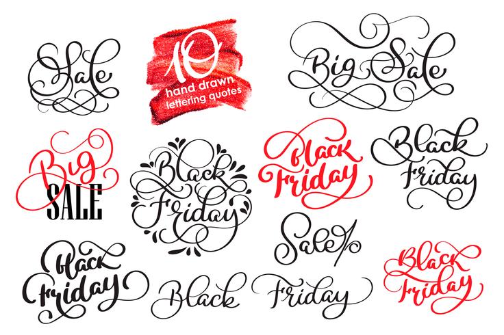 conjunto de elementos de estilo retrô de Design caligráfico de sexta-feira negra. Vintage Ornaments Sale Vector illustration