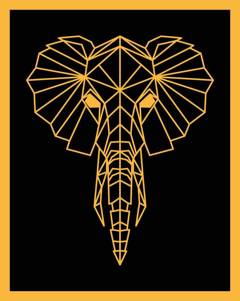 cabeça do elefante linha geométrico estilo ilustração vetor grampo arte parede arte, logotipo editável
