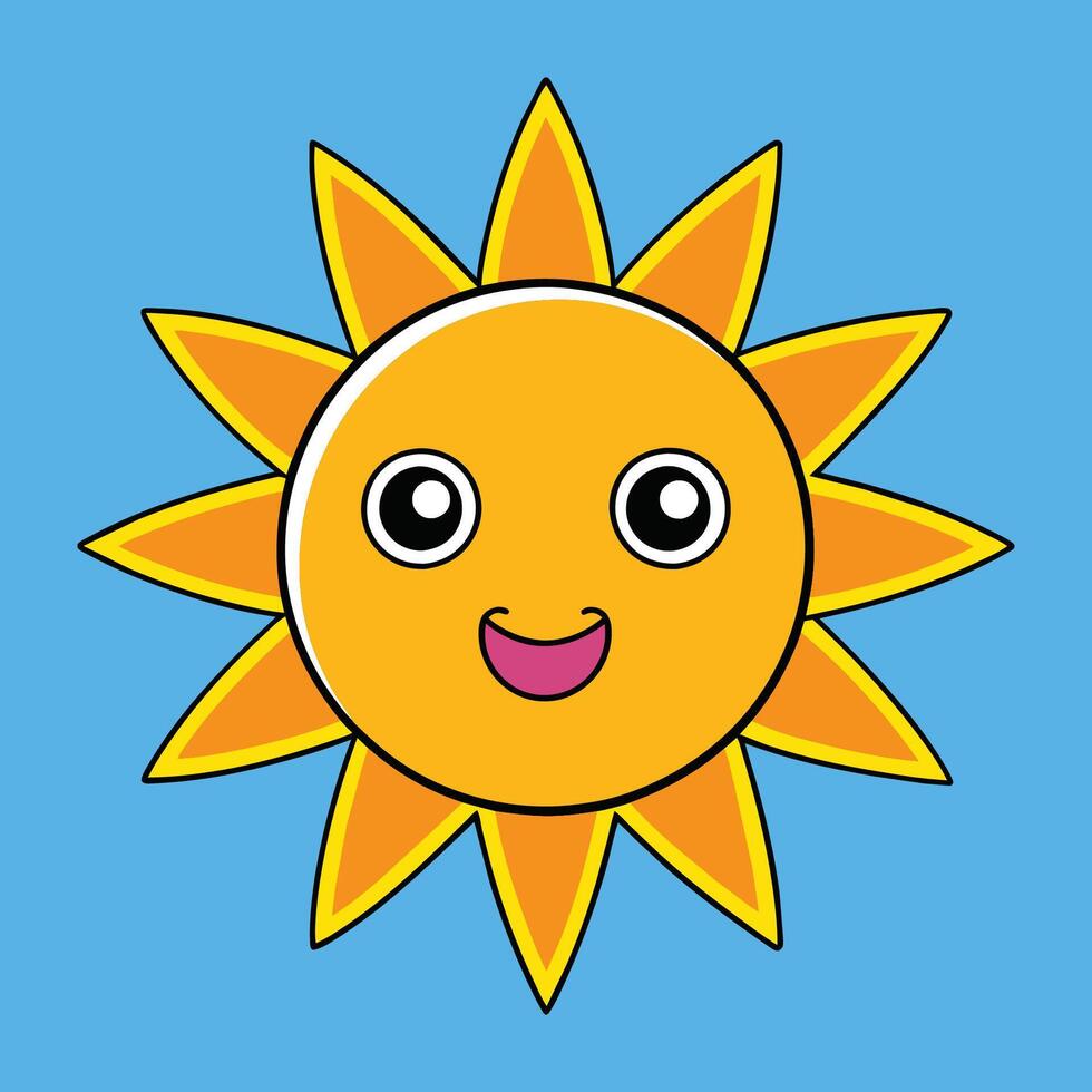 fofa desenho animado sorridente Sol. engraçado Sol vetor em a isolado fundo