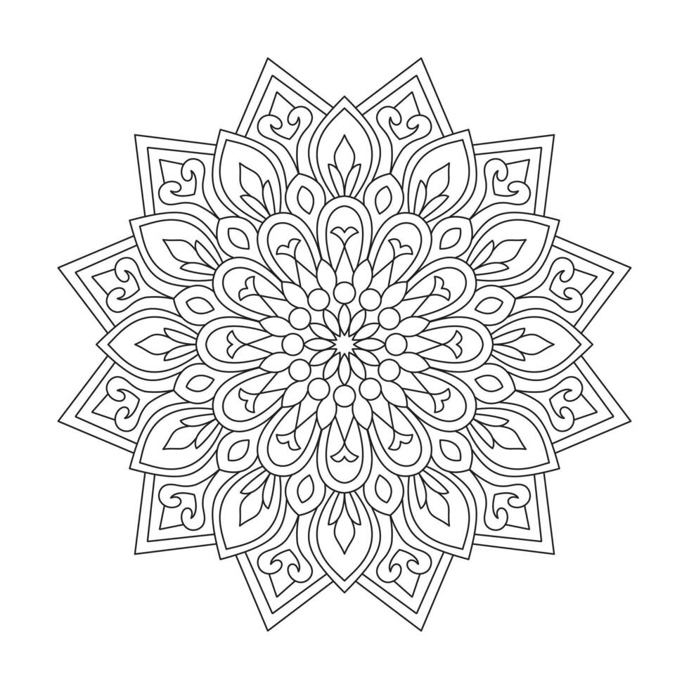 elegante simples mandala flor Projeto coloração livro página, vetor