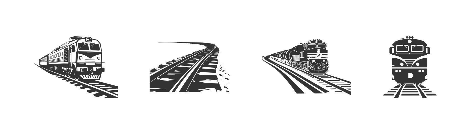 trem e estrada de ferro estrada ícone definir. vetor ilustração Projeto.