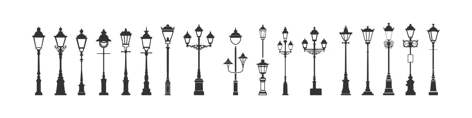 iluminação pública lâmpadas ícone definir. vetor ilustração Projeto.