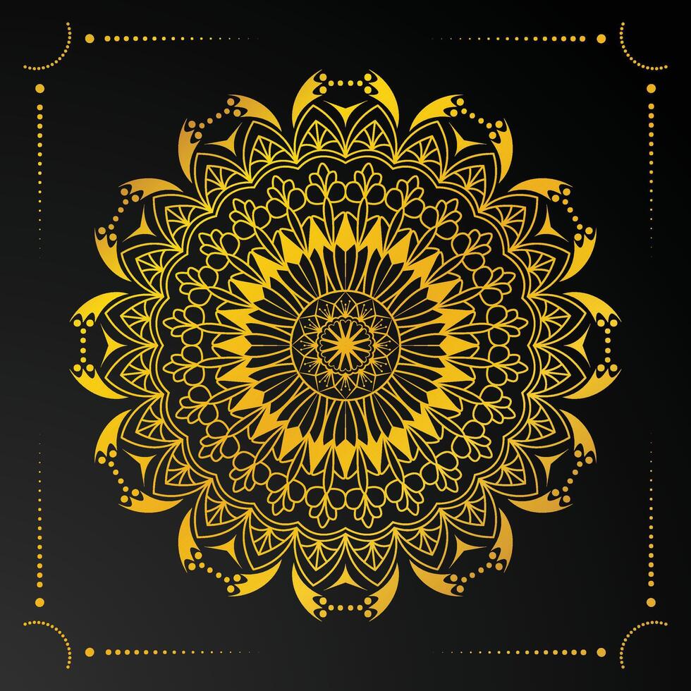 Fundo de mandala de luxo com padrão dourado vetor