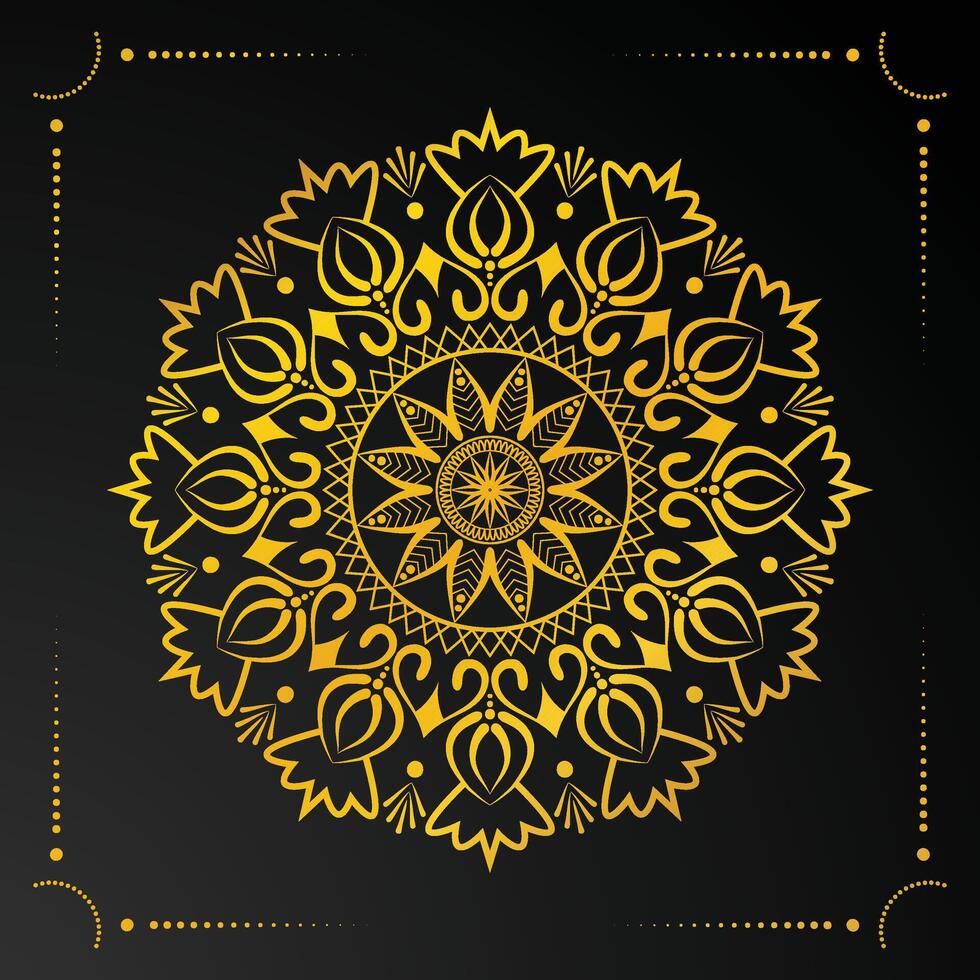 Fundo de mandala de luxo com padrão dourado vetor