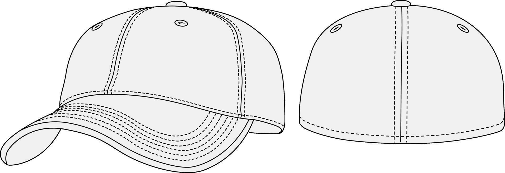 em branco equipado beisebol chapéu vetor ilustração moda plano boné modelo frente costas Visão