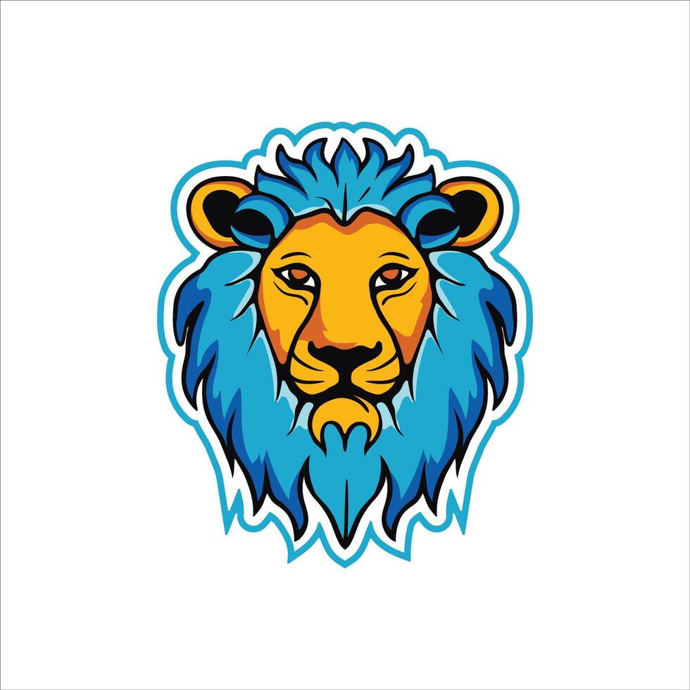 leão cabeça logotipo com desenho animado face vetor