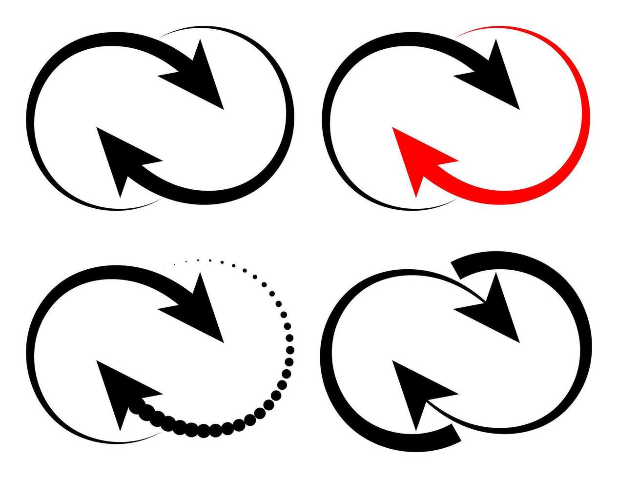 infinito Setas; flechas ícone, interação sinergia, sincronizar reciclar vetor. vetor