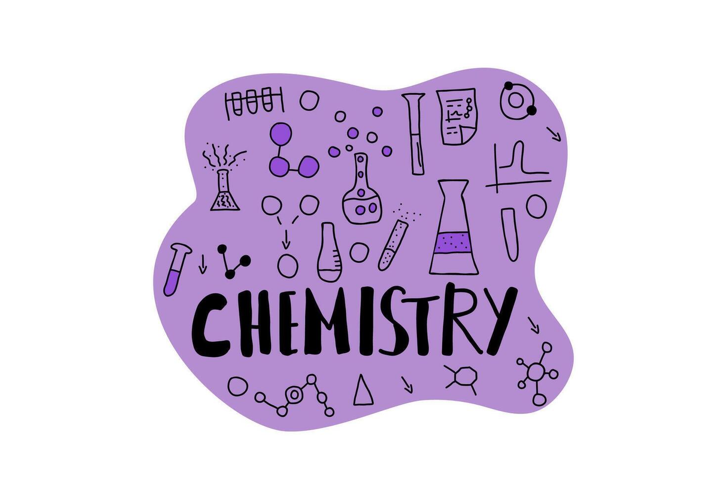 química rabisco objetos definir. vetor ilustração.