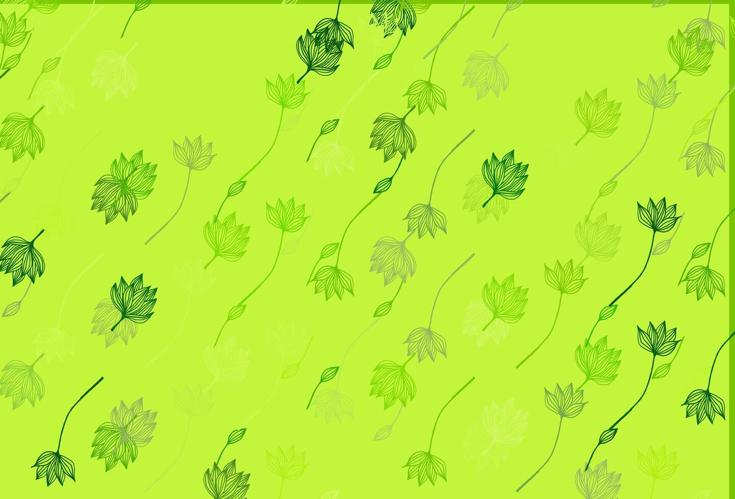 padrão de doodle de vetor verde claro.