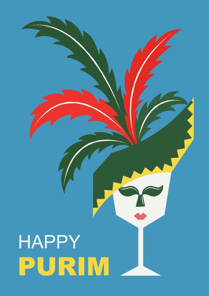 cartão postal para a judaico tradicional feriado do feliz purim. plano vetor ilustração.