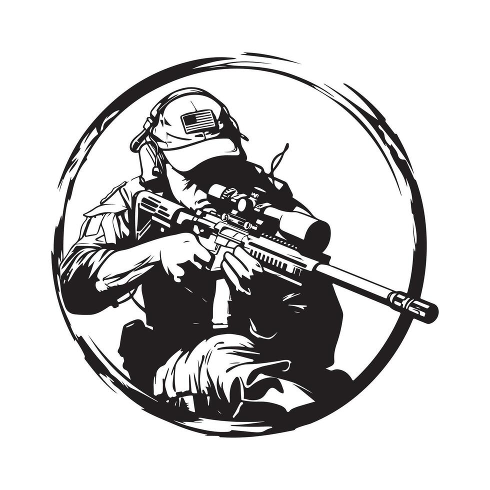 Franco atirador vetor logotipo e ilustração