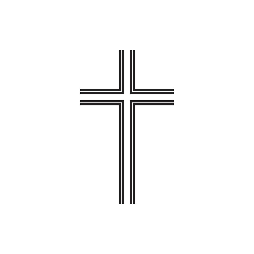 símbolo cristão, ícone de cruz de linha fina preta. modelo de logotipo da igreja. ilustração isolada do vetor. vetor