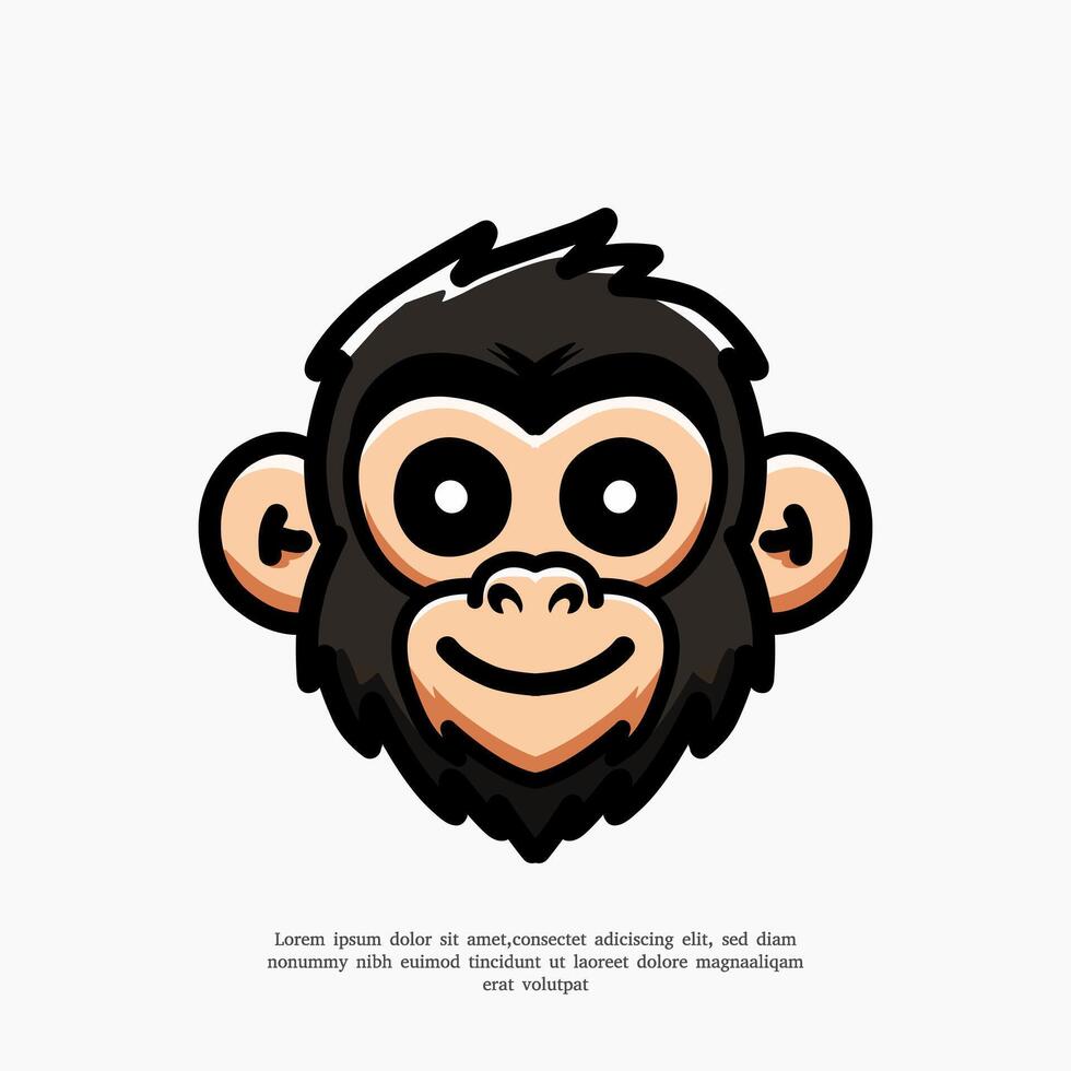 fofa macaco cabeça desenho animado vetor ícone ilustração. plano desenho animado estilo