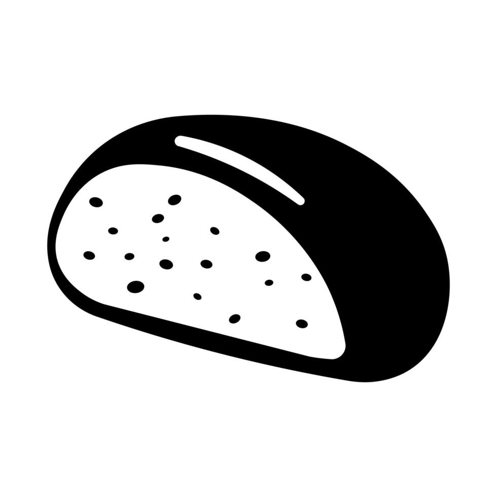 Preto vetor pão ícone isolado em branco fundo