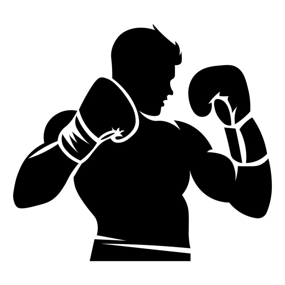 Preto vetor boxer ícone isolado em branco fundo
