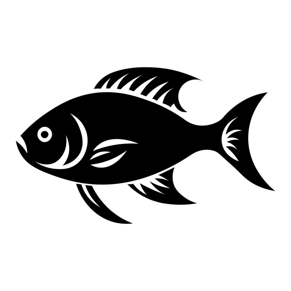 Preto vetor peixe ícone isolado em branco fundo