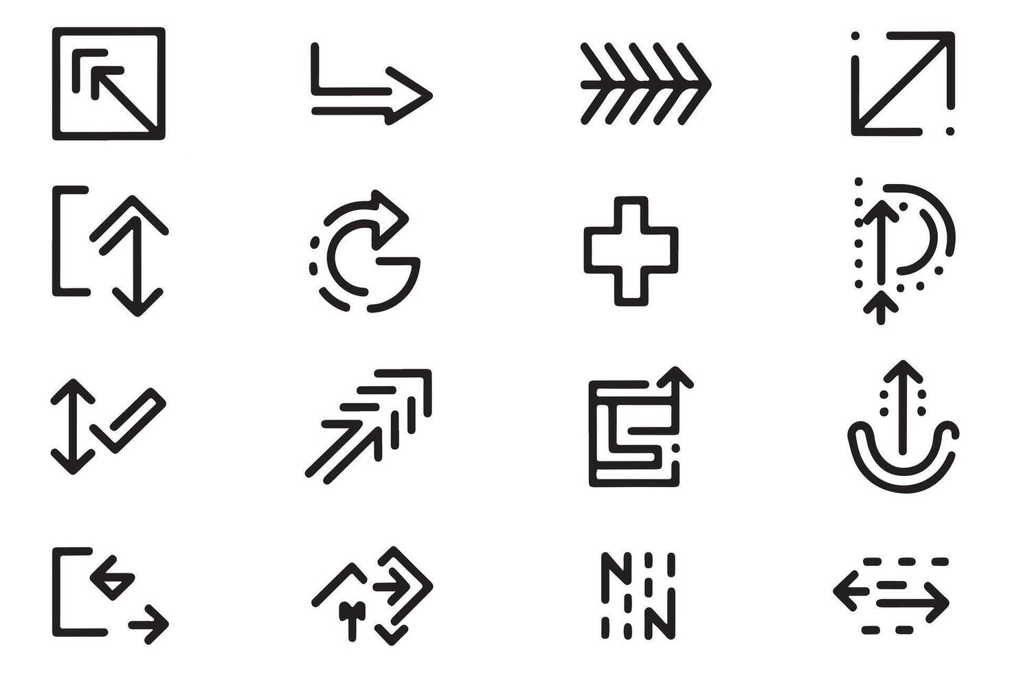 conjunto do Setas; flechas vetor ícone em branco fundo ilustração