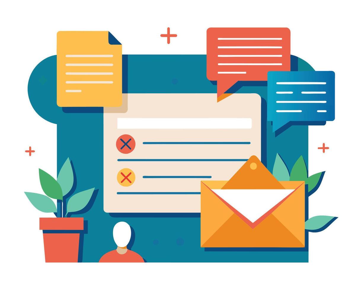 o email envelope marketing mensagem e ícones vetor ilustração