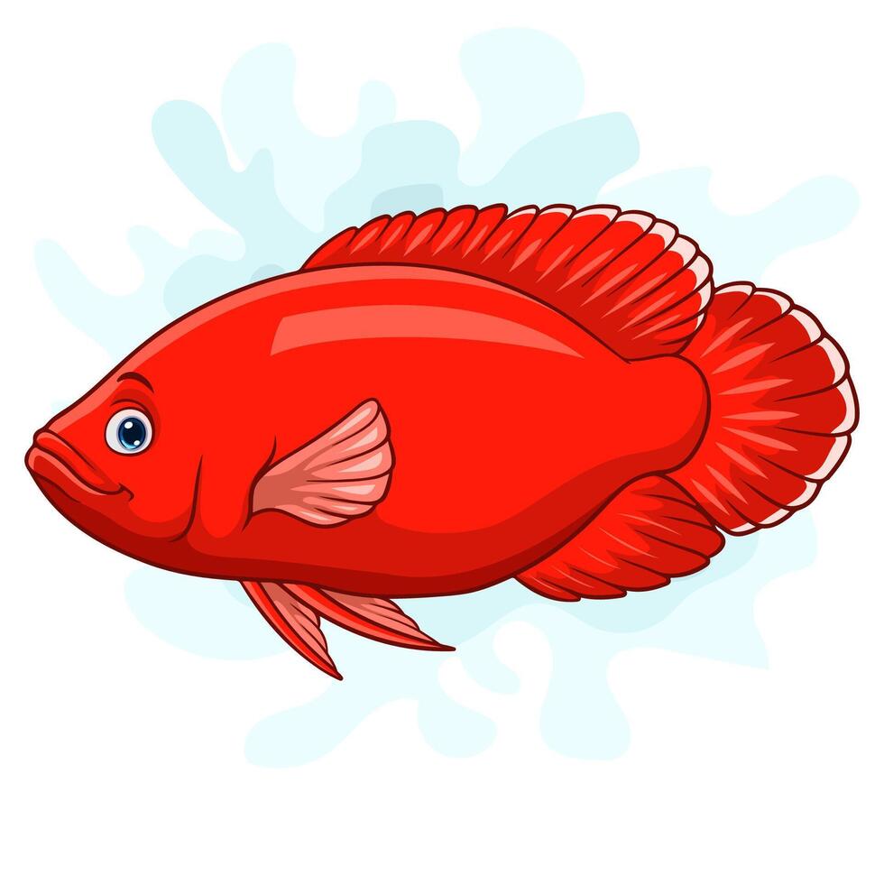desenho animado super vermelho oscar peixe em branco fundo vetor
