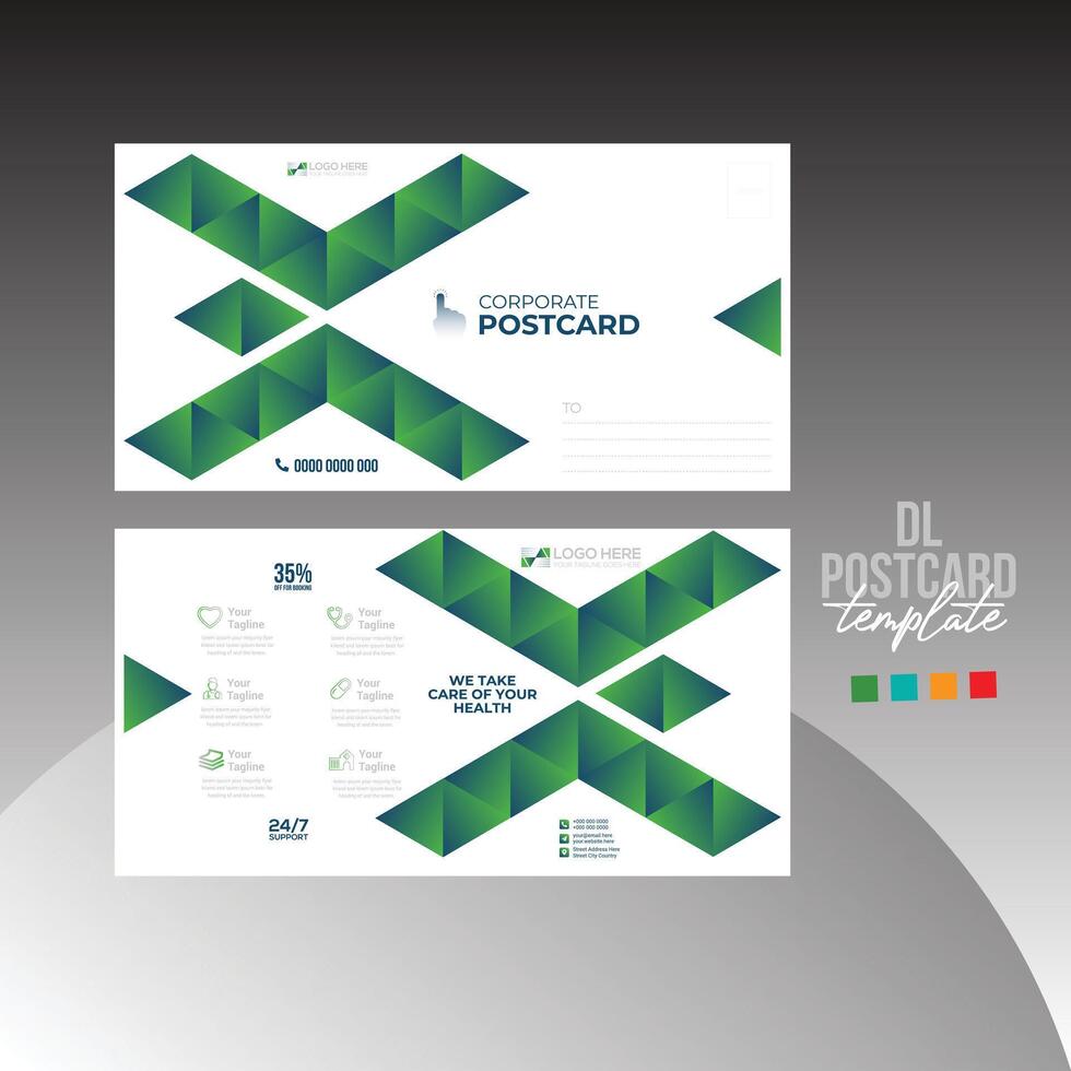 design de cartão postal de vetor de cor verde