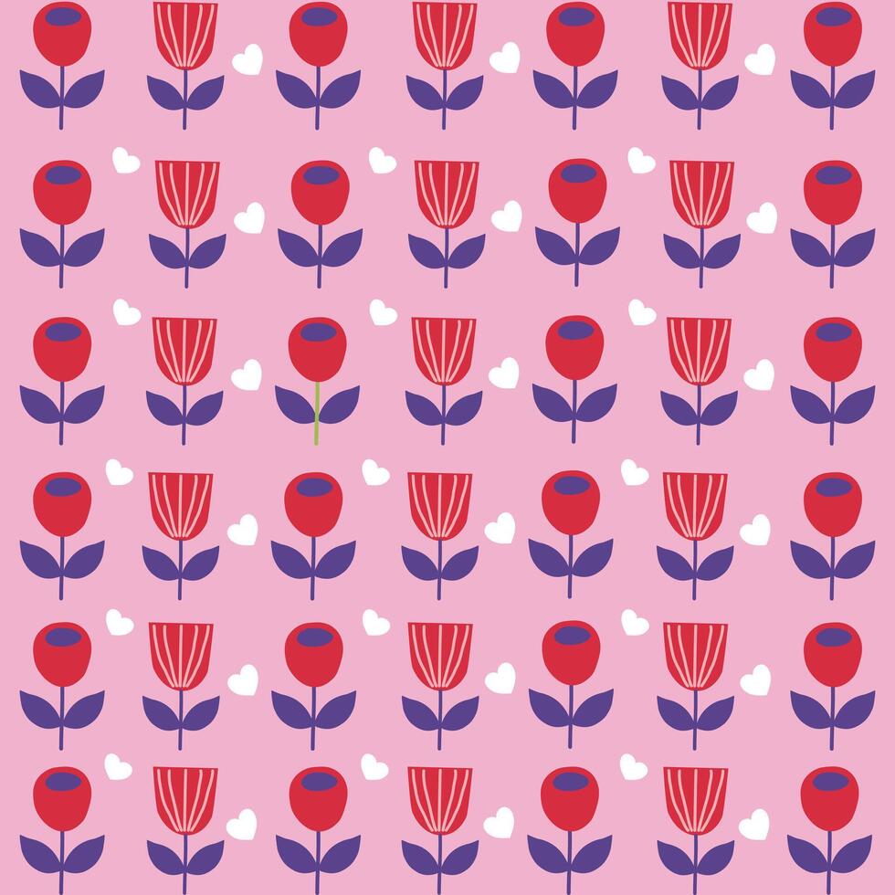 desatado padronizar abstrato Primavera vermelho flores em Rosa fundo adequado para papel de parede, tecido, têxtil projeto, cama folha, sofá travesseiro padrão, papelaria, invólucro papel, bolsa, carregar saco vetor
