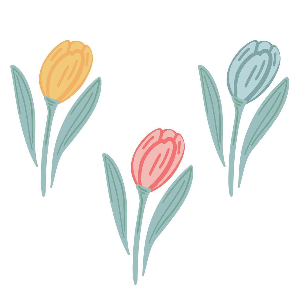 tulipas primavera plano Projeto conjunto vetor