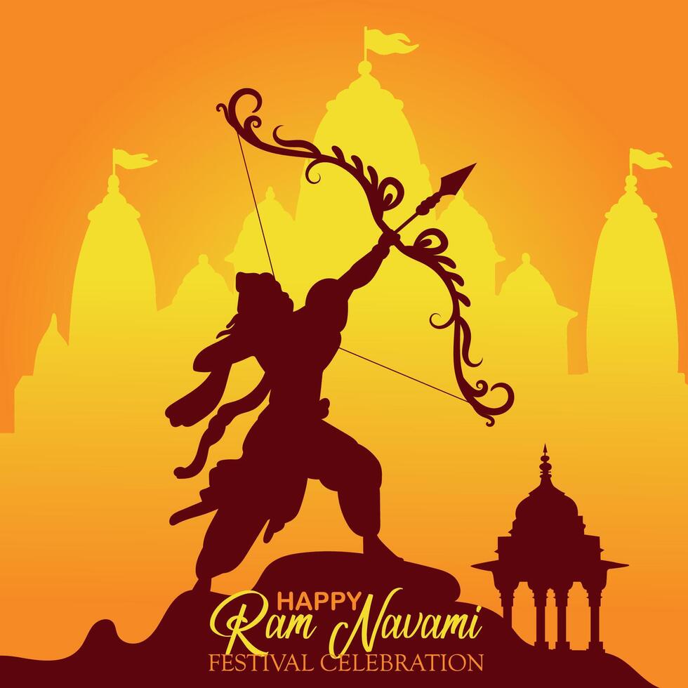 feliz RAM navami cultural bandeira hindu festival vertical postar desejos celebração cartão RAM navami celebração fundo vetor